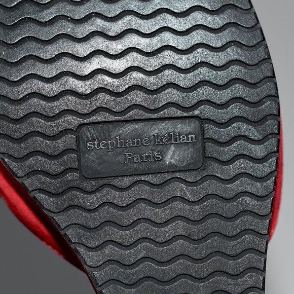 Stephane Kelian Made in FRANCE Red Suede 2.25” Wedge shoes Womens 6.5 - Picture 12 of 13